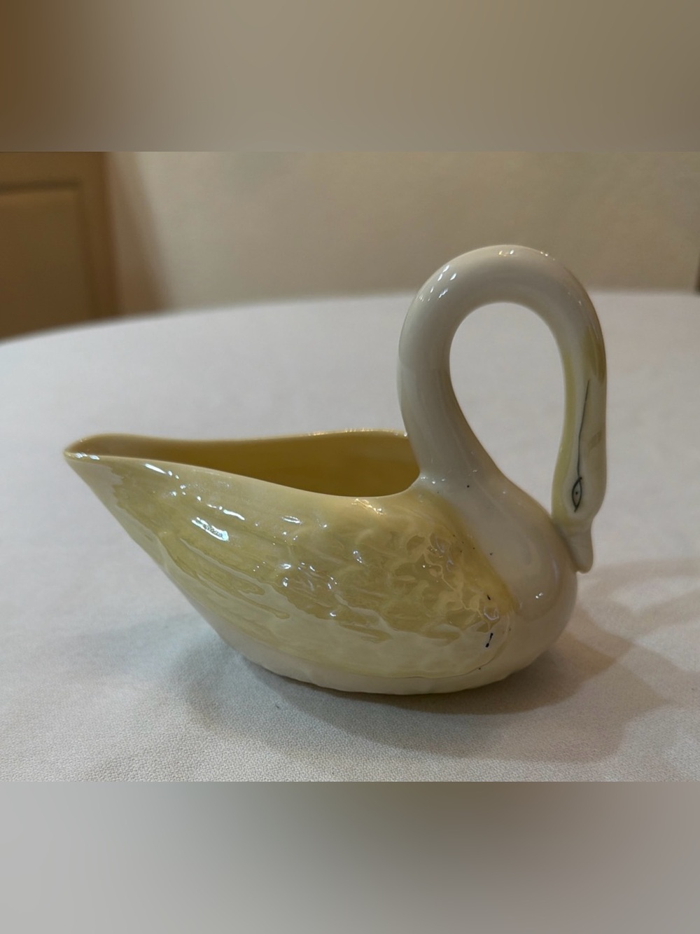 Belleek Ireland Yellow and White Swan Creamer